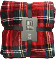 Decoris plaid ruit 150x200cm rood - afbeelding 1