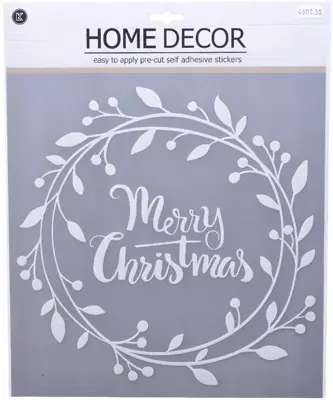 Decoris raamsticker merry christmas wit 