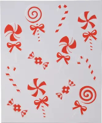 Decoris raamsticker zuurstok rood, wit 