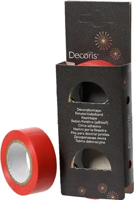 Decoris raamtape rol 1000cm rood 2 stuks