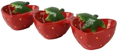 Decoris schaal keramiek aardbei 9x27.5x4cm rood