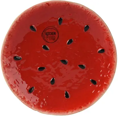 Decoris schaal keramiek watermeloen 15x6cm rood, groen - afbeelding 2