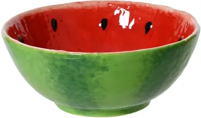 Decoris schaal keramiek watermeloen 15x6cm rood, groen - afbeelding 1
