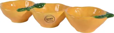 Decoris schaal steen citroen 28x8x4cm geel