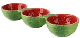 Decoris schaal steen watermeloen 8x28x4cm groen, rood - afbeelding 1