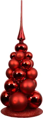 Decoris tafeldecoratie kerstboom kerstbal en piek kerstrood 