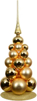 Decoris tafeldecoratie kerstboom kerstbal en piek licht goud 