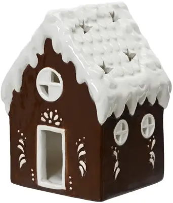 Decoris theelichthouder dolomiet chocolade 12x11.5x11.5cm bruin