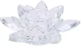 Decoris theelichthouder glas bloem 13.5x4.5cm transparant kopen?