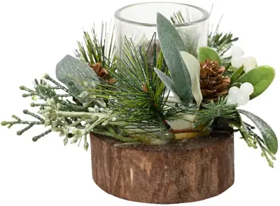 Decoris theelichthouder glas modern 14x10cm groen