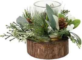 Decoris theelichthouder glas modern 14x10cm groen kopen?