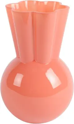 Decoris vaas glas deco 13.5x21cm roze