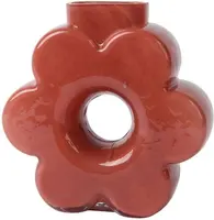 Decoris vaas glas deco 14.5x5.5x14.5cm rood kopen?