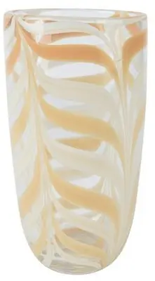 Decoris vaas glas deco 15.5x30cm crème, transparant