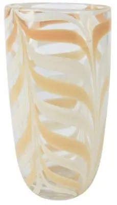 Decoris vaas glas deco 15.5x30cm crème, transparant