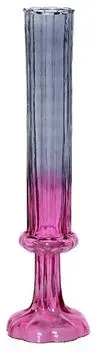 Decoris vaas glas deco 9x33cm blauw, roze