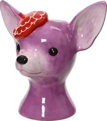 Decoris vaas steen woof 22.9x14.5x17.8cm paars