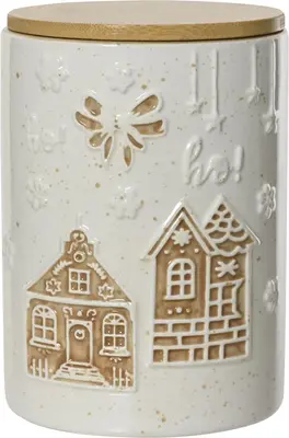 Decoris voorraadpot dolomiet peperkoek 11.5x16cm wit, bruin