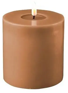 Deluxe Homeart LED kaars real flame 10x10cm caramel  - afbeelding 1