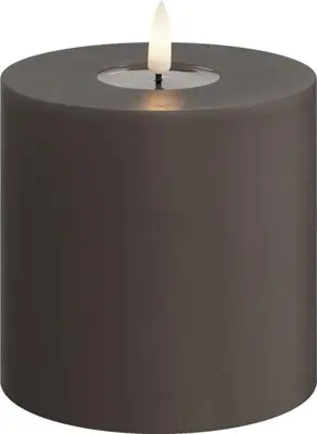 Deluxe Homeart LED kaars real flame 10x10cm mocca  - afbeelding 1