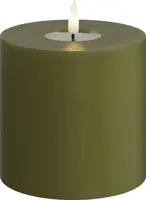 Deluxe Homeart LED kaars real flame 10x10cm olive green  - afbeelding 1