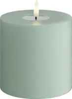 Deluxe Homeart LED kaars real flame 10x10cm saliegroen  - afbeelding 1