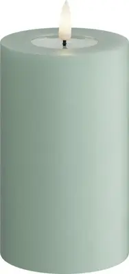 Deluxe Homeart LED kaars real flame 7.5x12.5cm saliegroen  - afbeelding 1