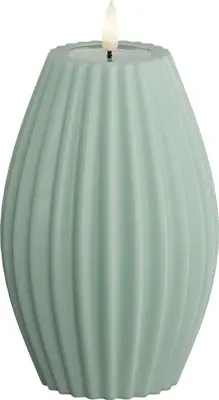 Deluxe Homeart LED kaars real flame stripe 10x15cm saliegroen  - afbeelding 1