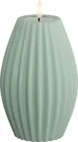 Deluxe Homeart LED kaars real flame stripe 10x15cm saliegroen  - afbeelding 1