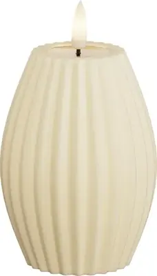 Deluxe Homeart LED kaars real flame stripe 7.5x10cm cream  - afbeelding 1
