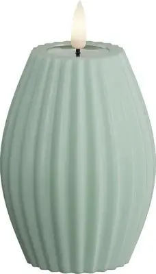 Deluxe Homeart LED kaars real flame stripe 7.5x10cm saliegroen  - afbeelding 1