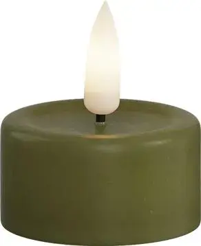 Deluxe Homeart LED theelicht real flame 4.1x4.5cm olijfgroen 2 stuks - afbeelding 1