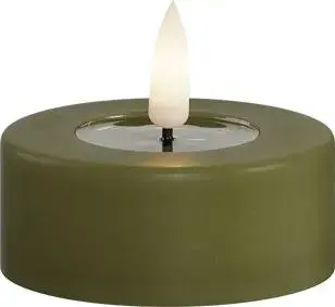 Deluxe Homeart LED theelicht real flame jumbo 6.1x4.5cm olijfgroen 2 stuks - afbeelding 1