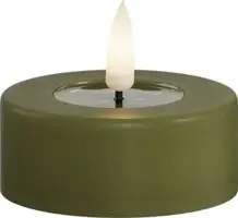 Deluxe Homeart LED theelicht real flame jumbo 6.1x4.5cm olijfgroen 2 stuks - afbeelding 1