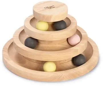 Designed by Lotte kattenspeelgoed speeltoren Mia rubberhout d26h14.5cm bruin