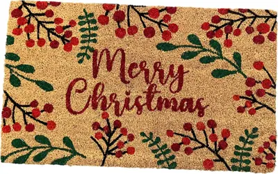 Deurmat merry christmas 45x75cm bruin