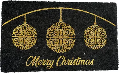 Deurmat merry christmas 45x75cm zwart, goud
