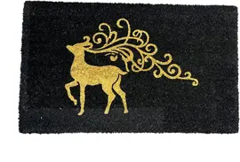 Deurmat rendier 45x75cm zwart, goud kopen?