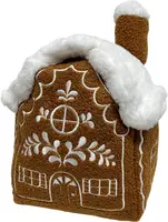 Deurstopper polyester peperkoek huisje 25x25x33cm bruin, wit