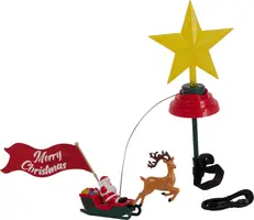 Draaiende piek met LED-verlichting kerstman & slee - afbeelding 1