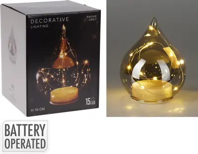 Druppel tafeldecoratie met LED-verlichting 19cm - afbeelding 3