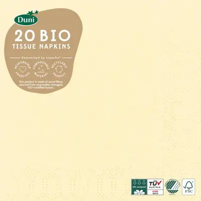 Duni 3-laags tissue servet 33x33cm crème 20 stuks