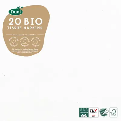 Duni 3-laags tissue servet 33x33cm wit 20 stuks