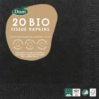 Duni 3-laags tissue servet 33x33cm zwart 20 stuks