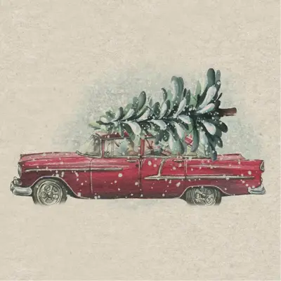 Duni 3-laags tissue servet car xmas tree 33x33cm bruin 20 stuks