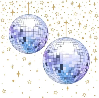 Duni 3-laags tissue servet disco ball 33x33cm wit, zilver 20 stuks