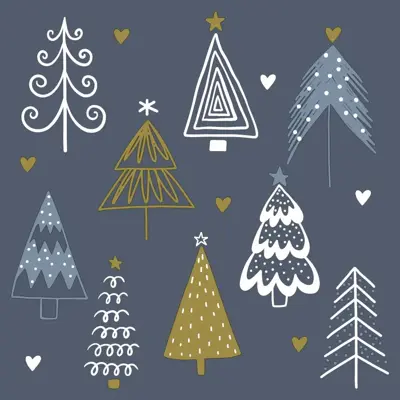 Duni 3-laags tissue servet fun trees 33x33cm blauw 20 stuks
