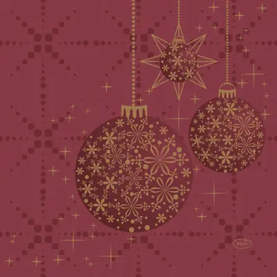 Duni 3-laags tissue servet gilded bauble 33x33cm bordeauxrood 20 stuks