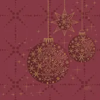 Duni 3-laags tissue servet gilded bauble 33x33cm bordeauxrood 20 stuks
