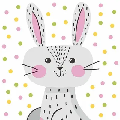 Duni 3-laags tissue servet happy bunny 33x33cm multi 20 stuks